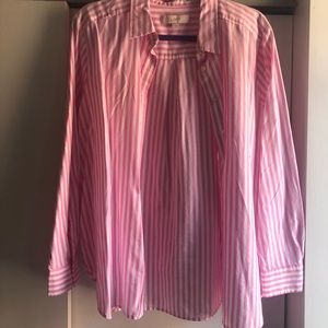 Pink and white striped button-down